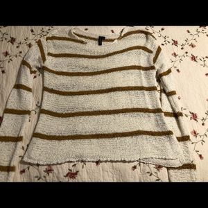 White and Orange/Brown Stripe Sweater